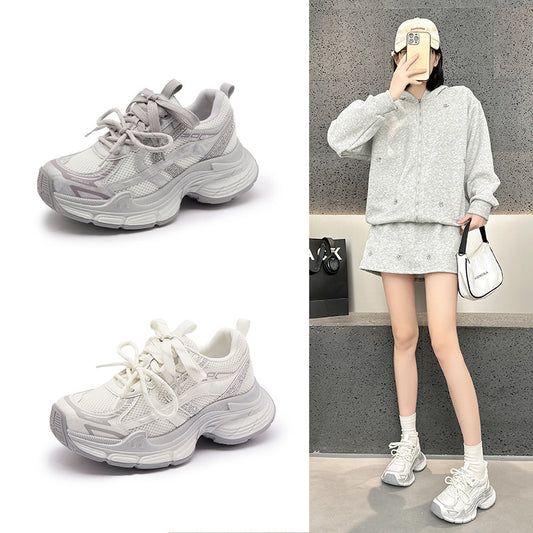 Women's Dad Spring European Goods Trendy Feet Small Elevator Women's Sports Shoes