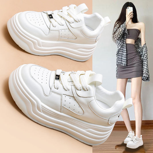 Women's White Autumn Flat Korean Style Versatile Thick Bottom Women's Casual Shoes