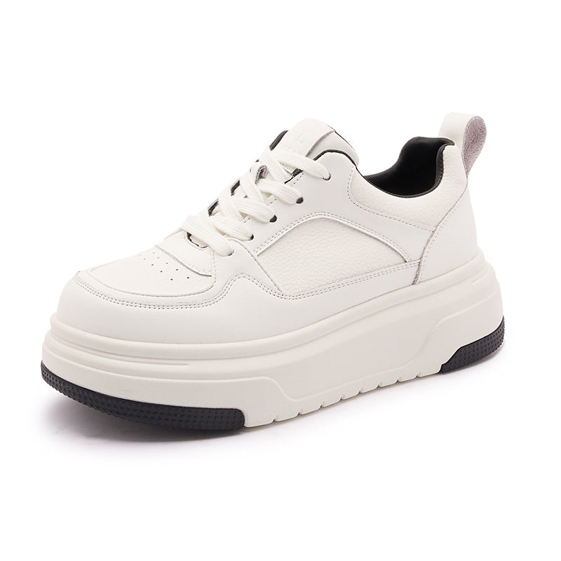 Women's Thick-soled White Spring Versatile Breathable Preppy Style Sneakers