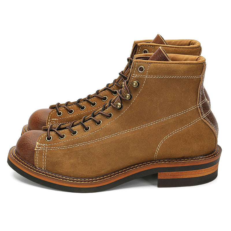 Women's & Men's Short Face Martin First Layer Cowhide Boots