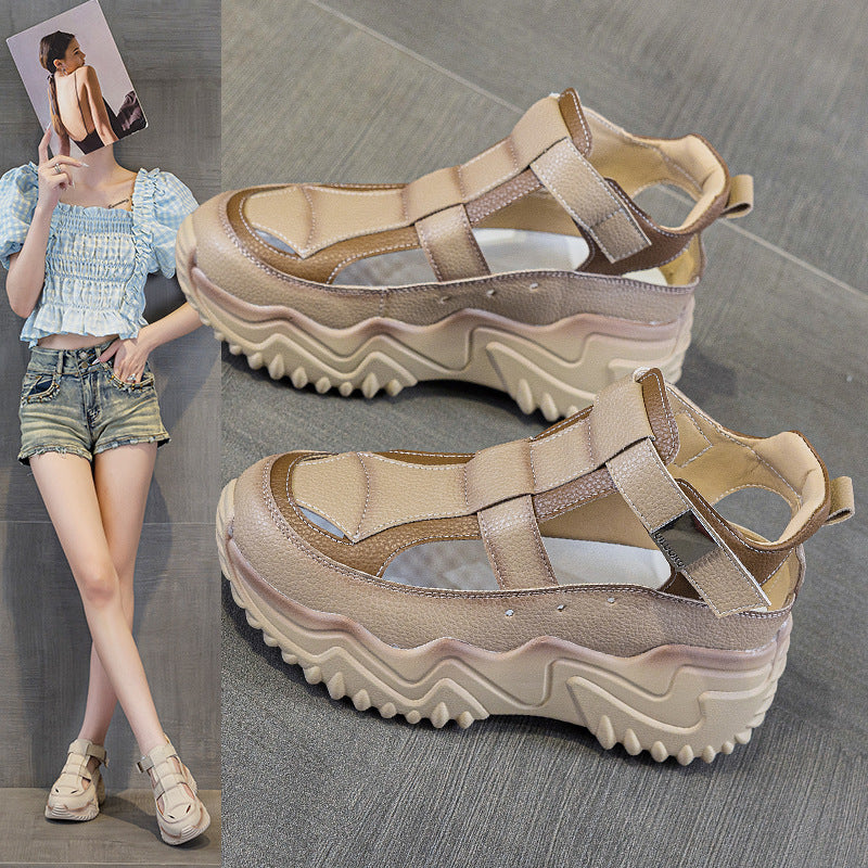 Women's Summer Breathable Hollow Korean Versatile Platform Height Increasing Sports Sandals