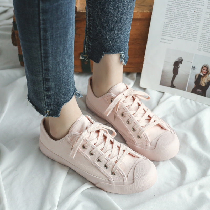 Cream White Retro Distressed Sports For Lovers Canvas Shoes
