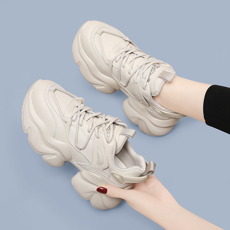Women's Black Daddy Thick Bottom Increased Feet Sneakers