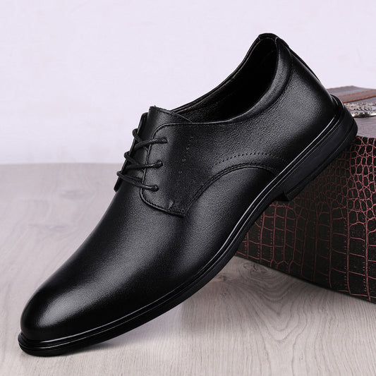Men's First Layer Cowhide Formal Four Simple Leather Shoes