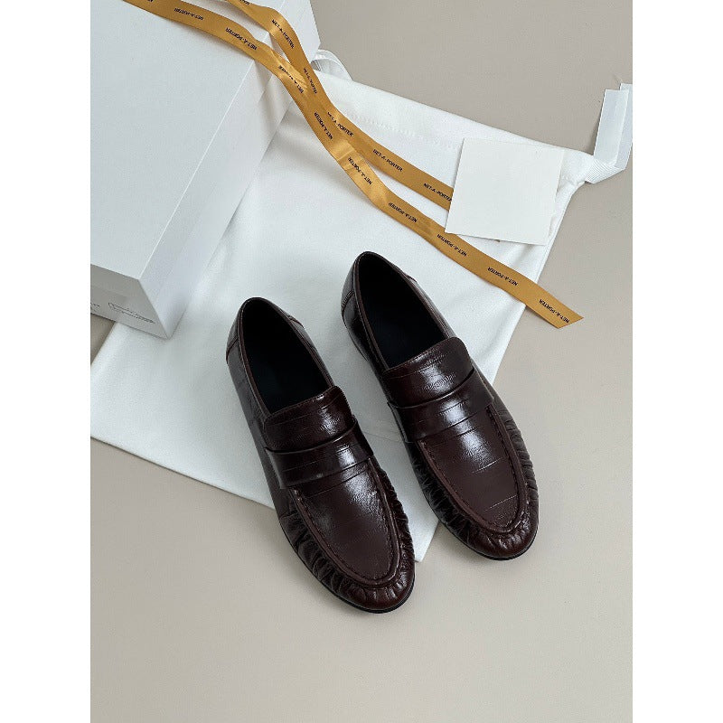 Women's Eel Skin Vintage Style Flat Pumps Loafers