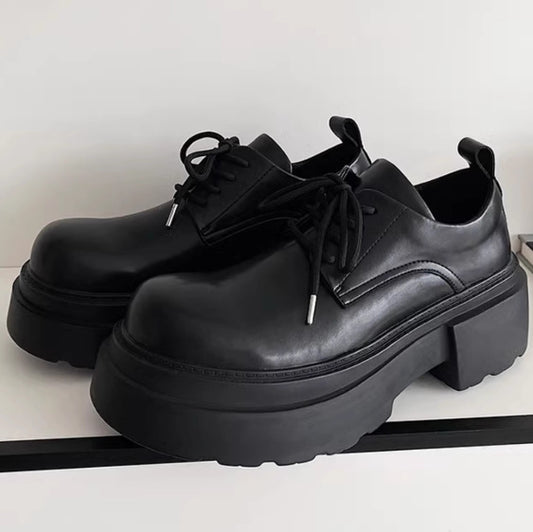 Men's Increasing Commuter Derby Cowhide Breathable Dark Big Leather Shoes