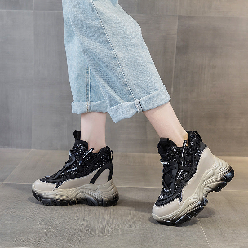 Women's Bottom Height Increasing Insole Dad Autumn Special Sequin Versatile Women's Casual Shoes