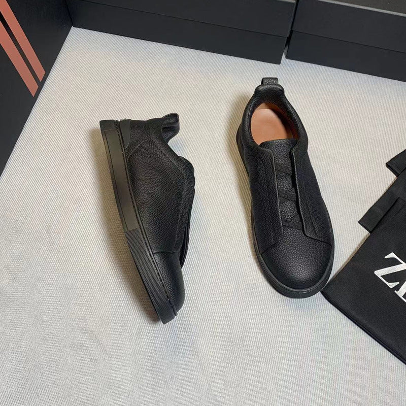 Men's Genia Top Layer Cowhide Slip-on Genuine Luxury Deerskin Men's Casual Leather Shoes