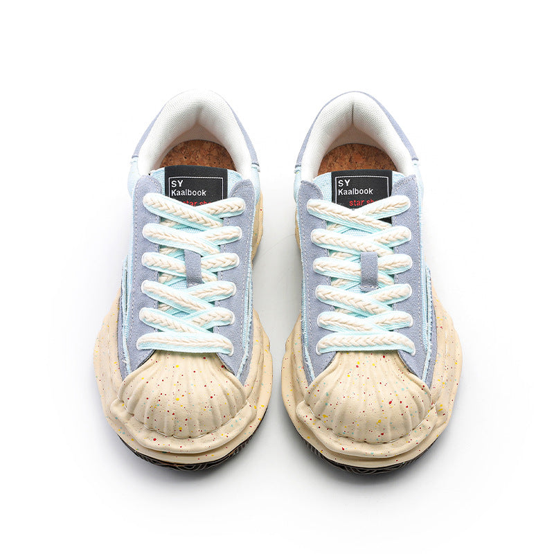 Women's & Men's Blue Shell Toe Thick-soled Dissoed Niche Sneakers