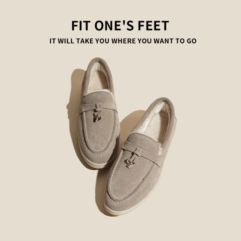 Women's One Pedal Flat Tassel Lazybone Veet Padded Loafers