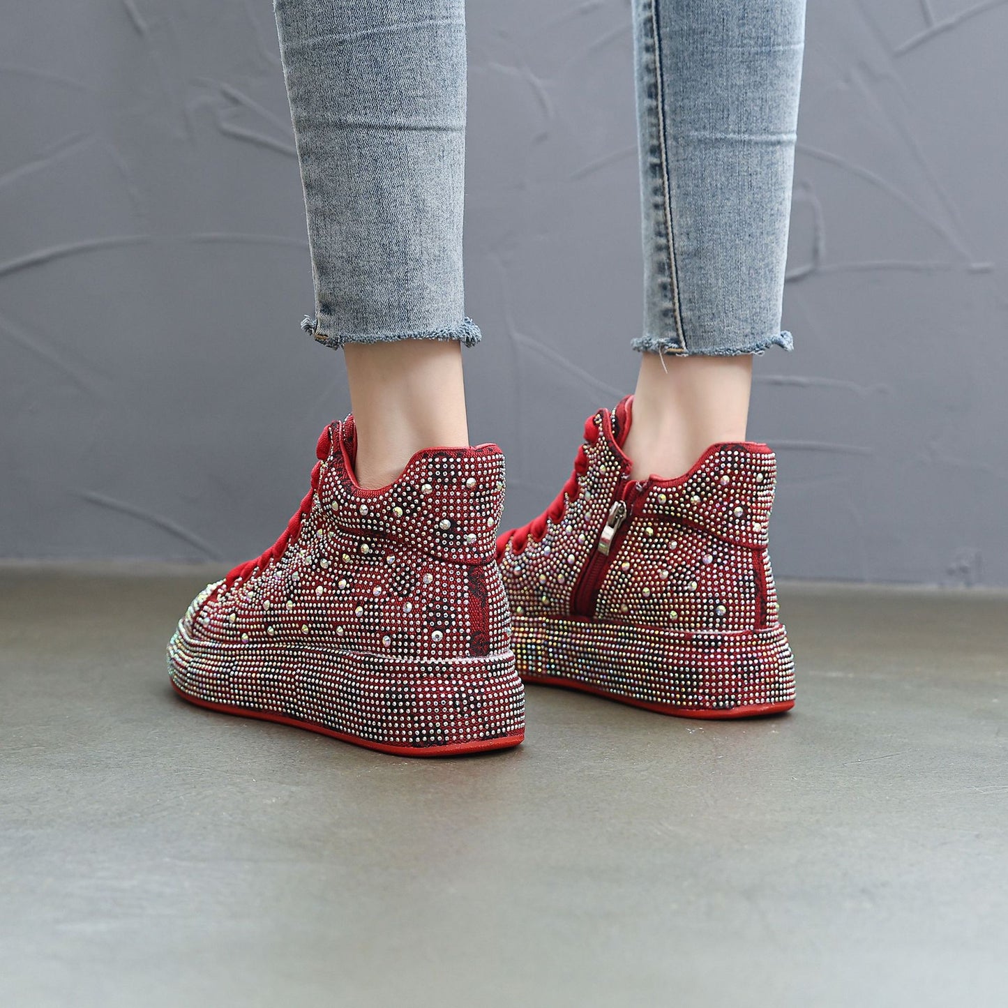 Women's Winter Fashion Bright Crystal Full Diamond Casual Shoes