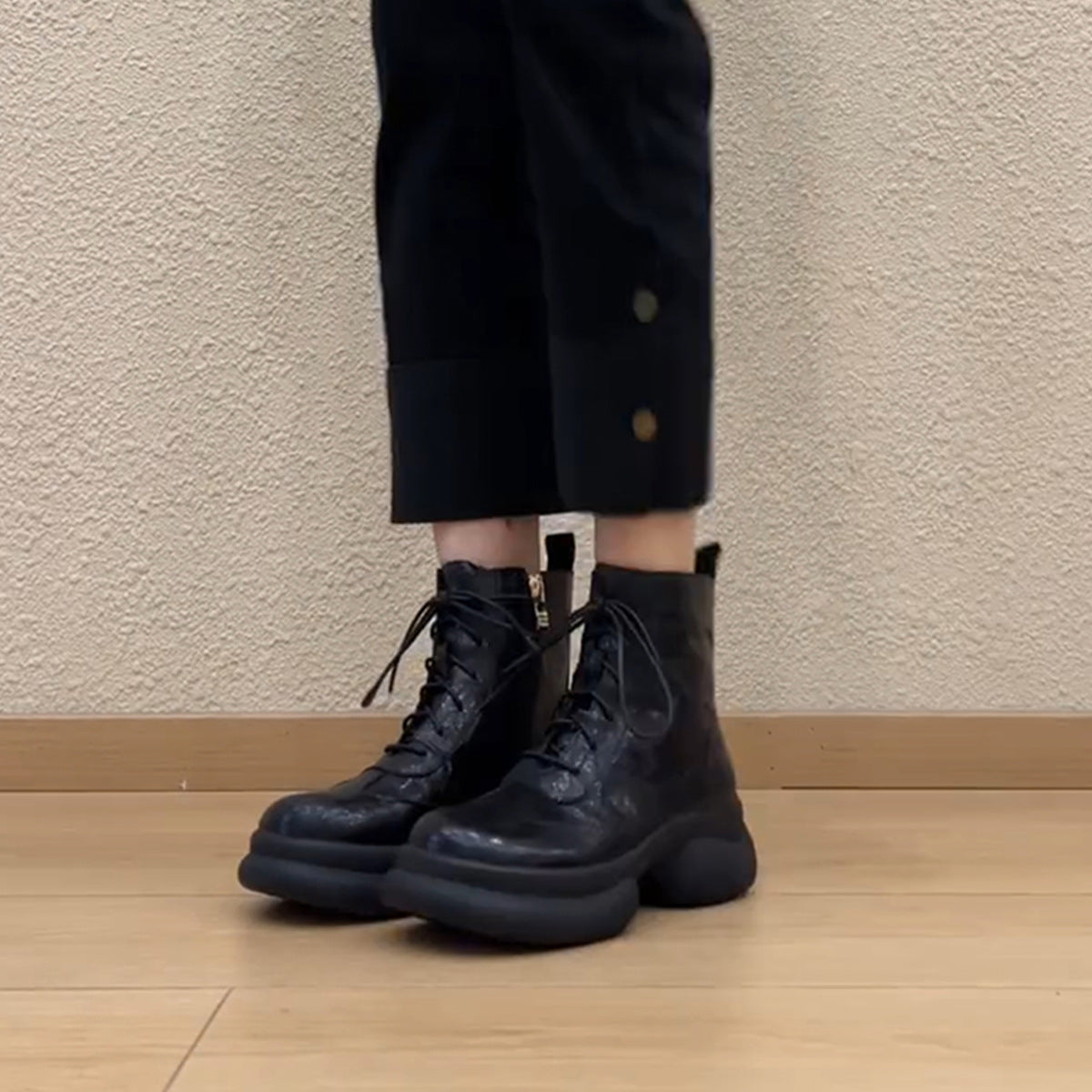 Soft Platform Martin Female Fleece Lined Fashion Women's Leather Boots