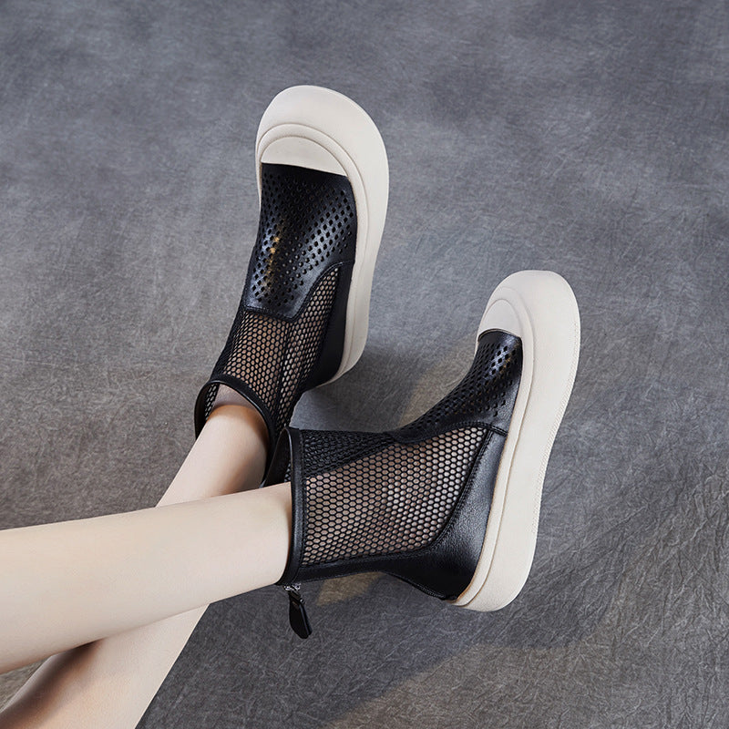 Women's Platform Thin Hollow Breathable Mesh Martin Boots
