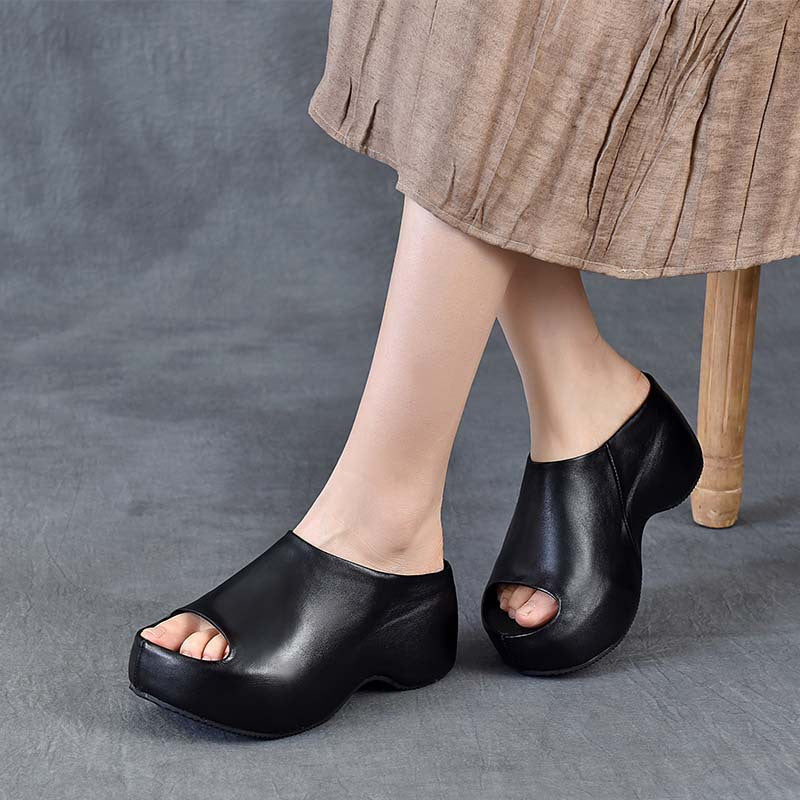 Thick-soled Peep Toe Outdoor Fashionable Bag Thick-soles Slippers