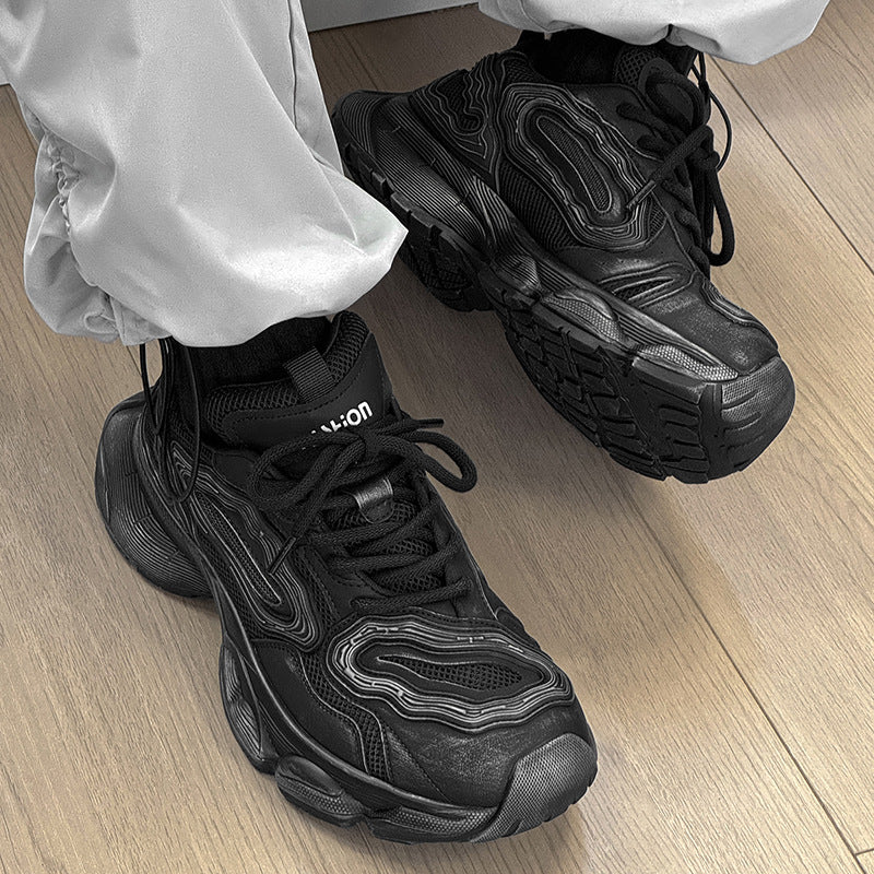 Men's Autumn Paris Black Dad Trendy Korean Style Versatile Heightened Niche Men's Casual Shoes