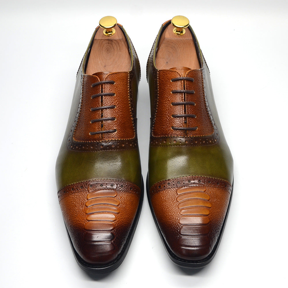 Men's Two Colors Oxford Business Formal Wear Luxury Leather Shoes