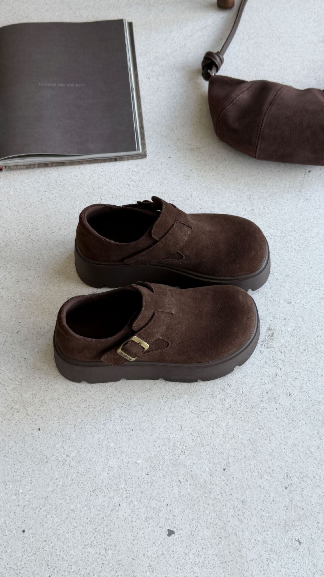 Women's Cowhide Platform Round Head Small Muffin Bottom Increased Women's Casual Shoes