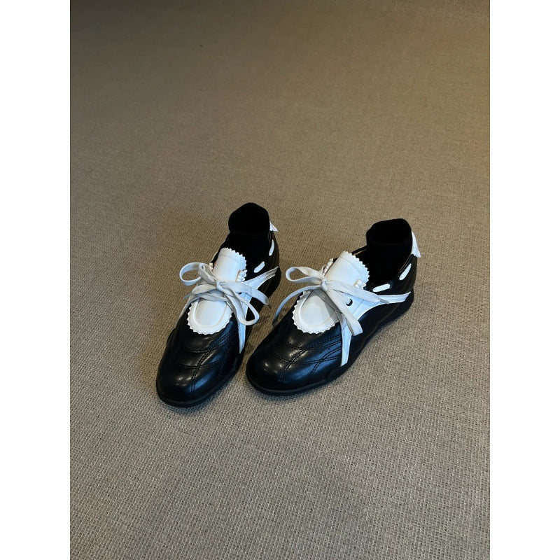 Women's Platform Height Increasing Insole Mary Jane Color Matching Retro Women's Sports Shoes