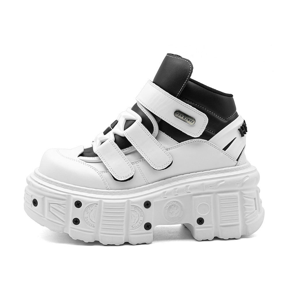 Women's & Men's Platform Punk Dad Height Increasing Muffin Women's Leather Boots
