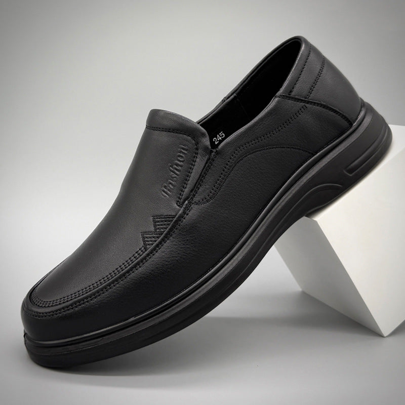 Men's Cowhide Autumn Genuine Breathable Lightweight Comfortable Slip-on Men's Casual Leather Shoes
