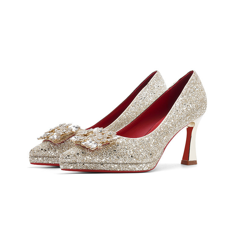 Women's Female Red Sexy Sequins Not Tired Feet Women's Fashion Shoes