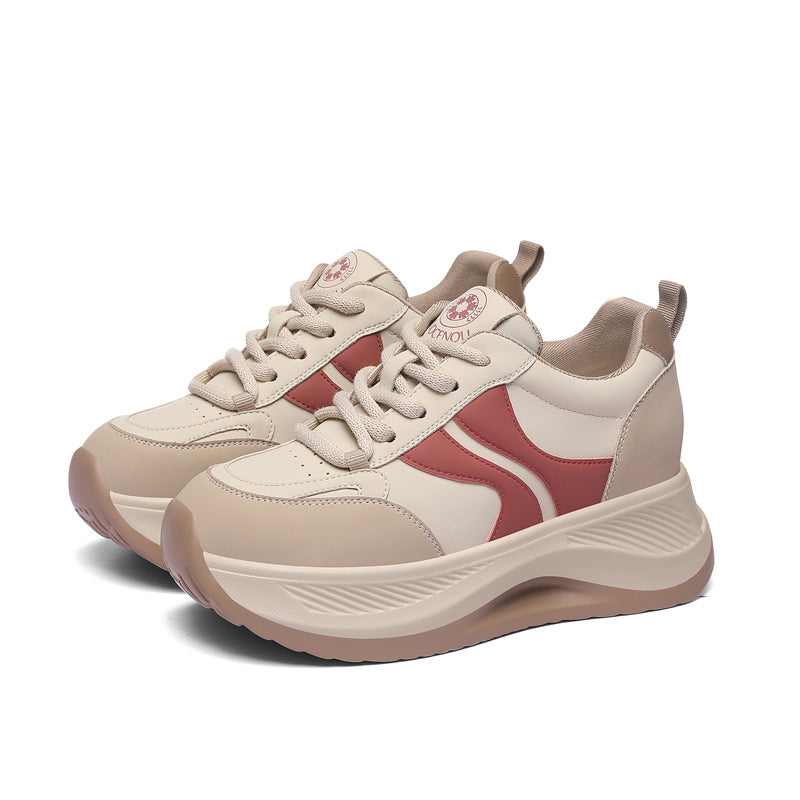 Women's Genuine Elevator Dad White Pumps Autumn Casual Shoes