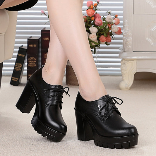Women's Genuine High Comfortable Thick Round Head Women's Shoes