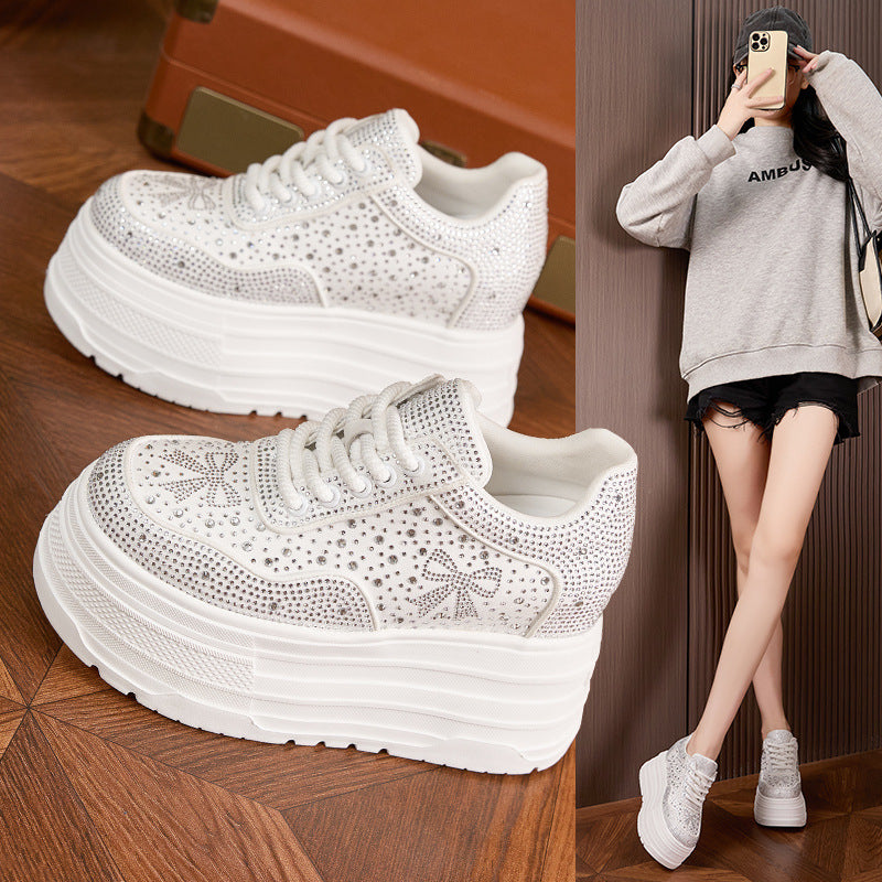 Women's Platform White Autumn Foam Height Increasing Insole Full Women's Casual Shoes