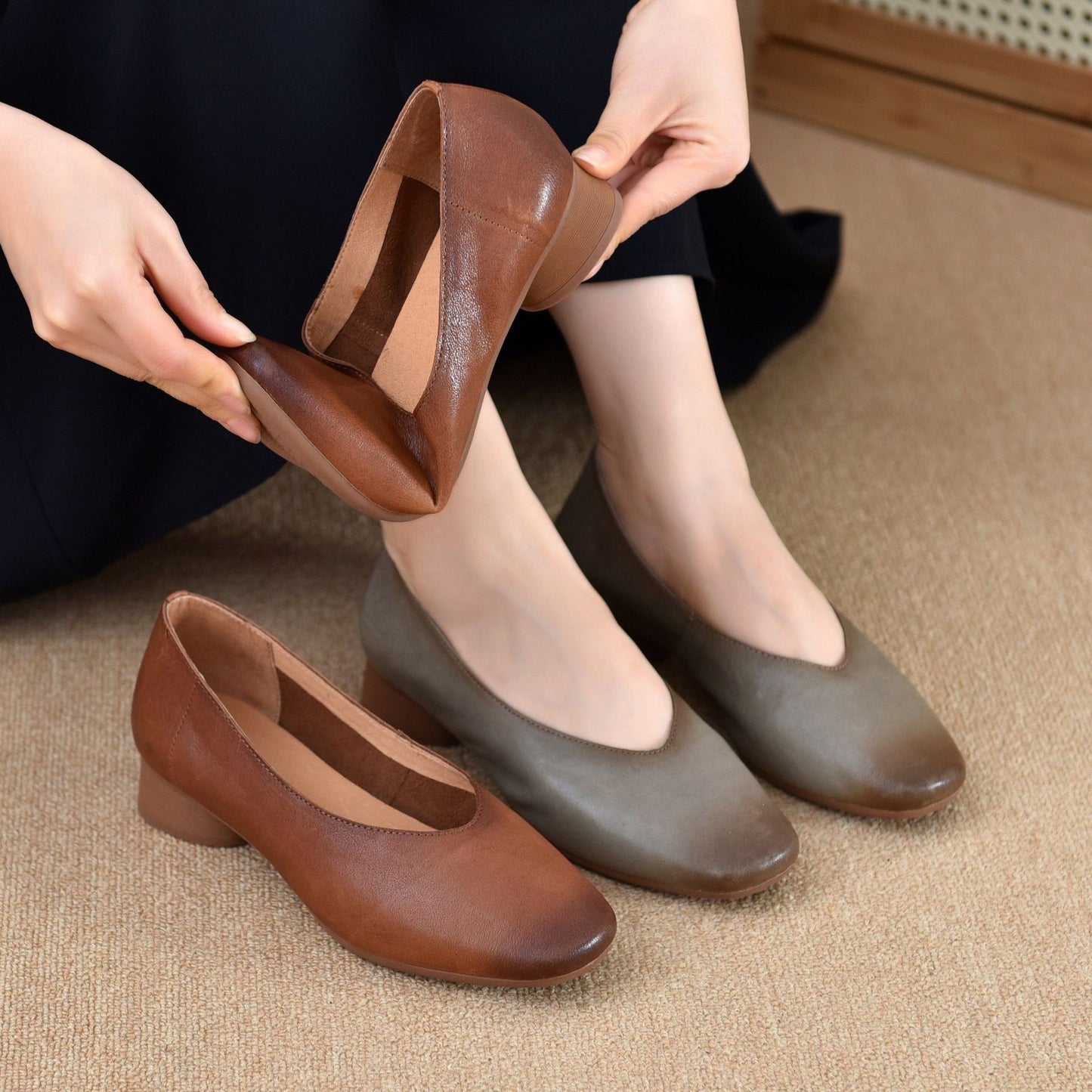 Women's Soft Bottom Comfortable Breathable Low Round Toe Pumps Cotton Flat Women's Casual Shoes