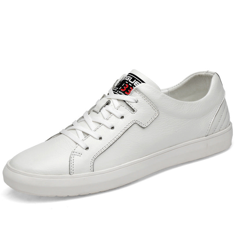 Men's Top Layer Cowhide Autumn White Low Sneakers