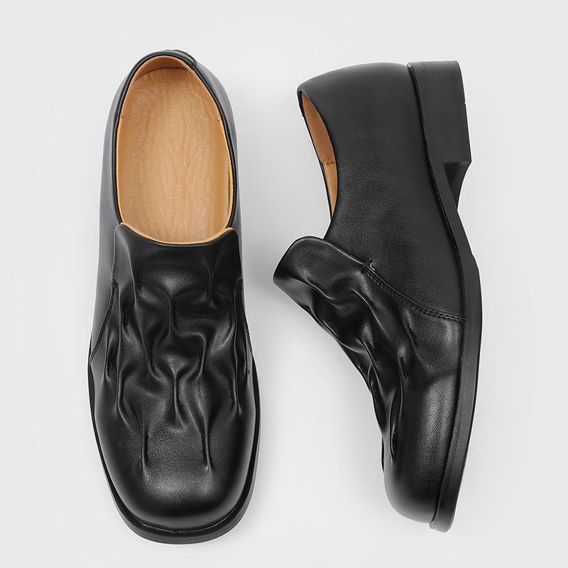 Women's & Men's Black Round Head Leisure Couple Slip-on Loafers/doug Shoes