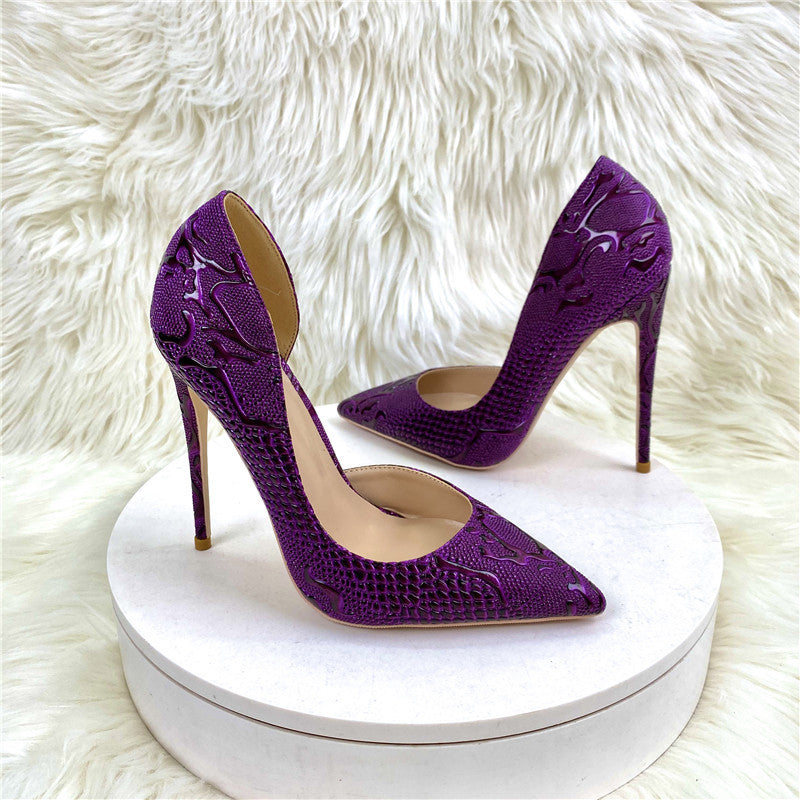 Women's Purple High Pointed Toe Stiletto Low-cut Women's Fashion Shoes
