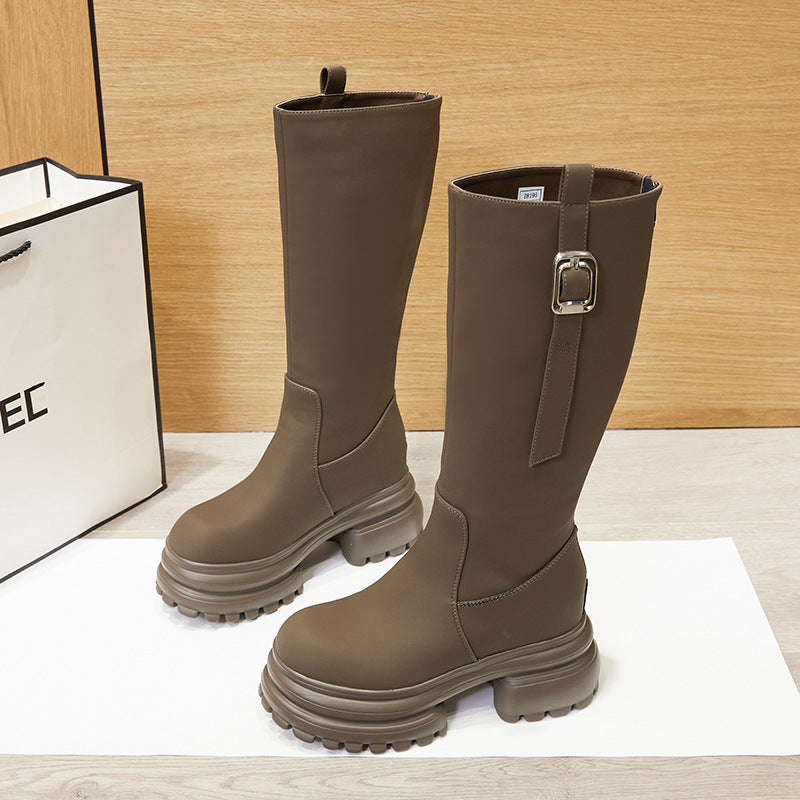 Women's Increasing Martin Black High Thin Leg Thick Boots