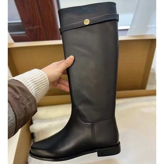 Golden Button Long Tube Below The Boots