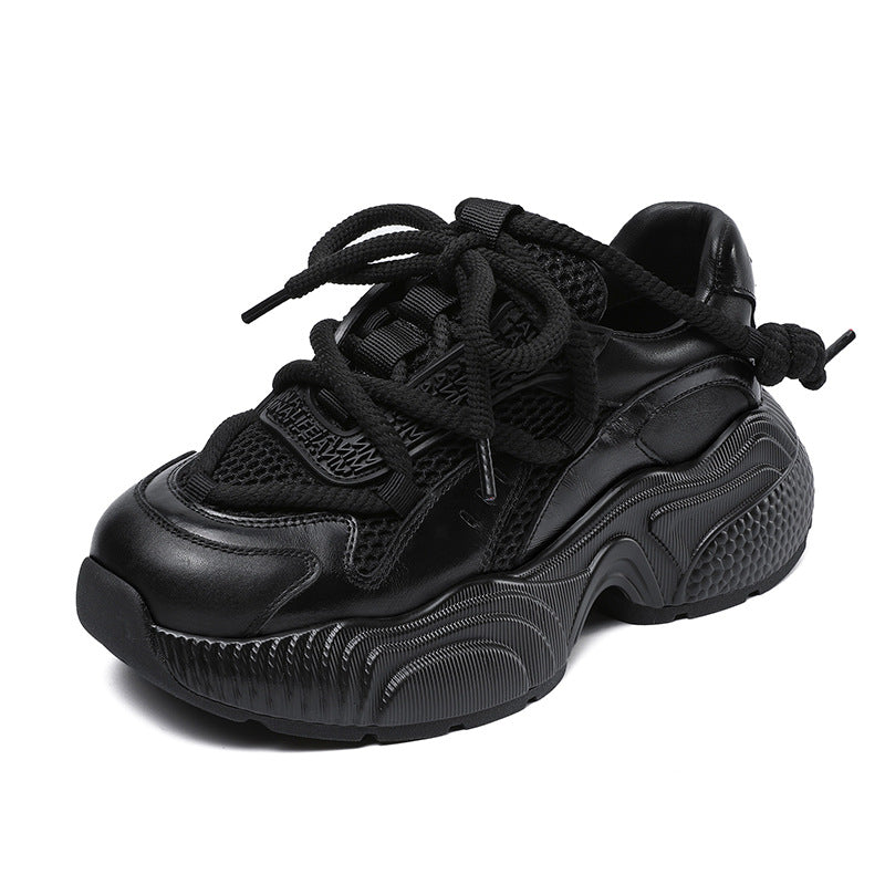 Sier Gray Breathable Mesh Platform Sports Sneakers