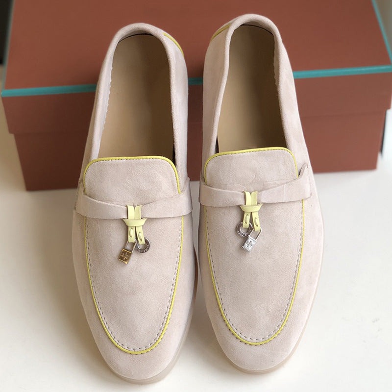 Women's Channel Top Plate Slip-on Pumps Flat Bottom Loafers