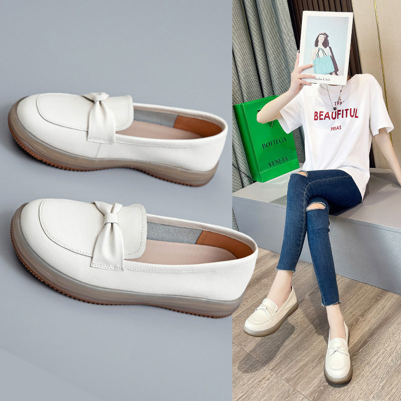 Women's Genuine Soft Bottom White Super Top Layer Cowhide Women's Casual Shoes