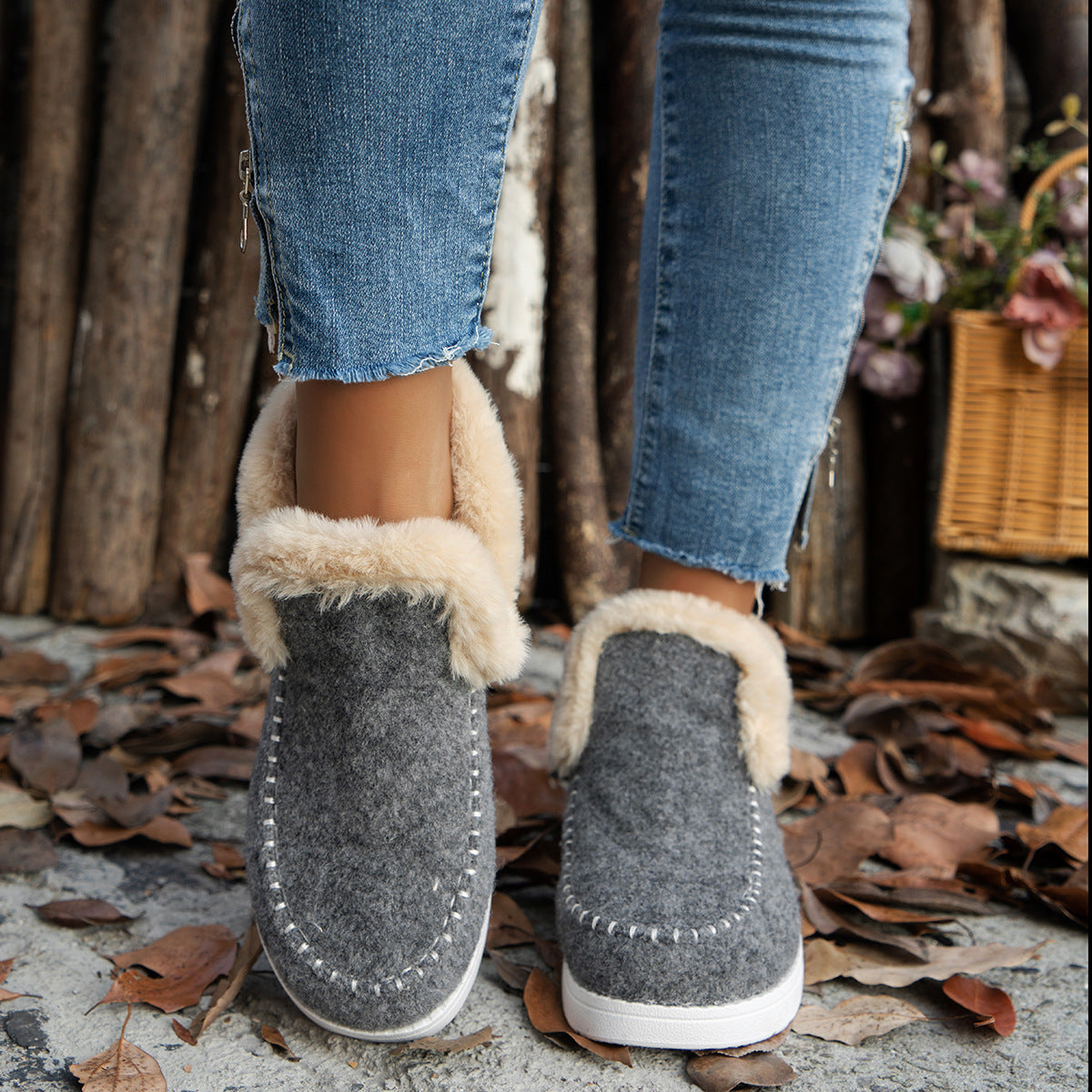 Women's Winter Cotton Plus Size Fleece-lined Thicker Women's Shoes