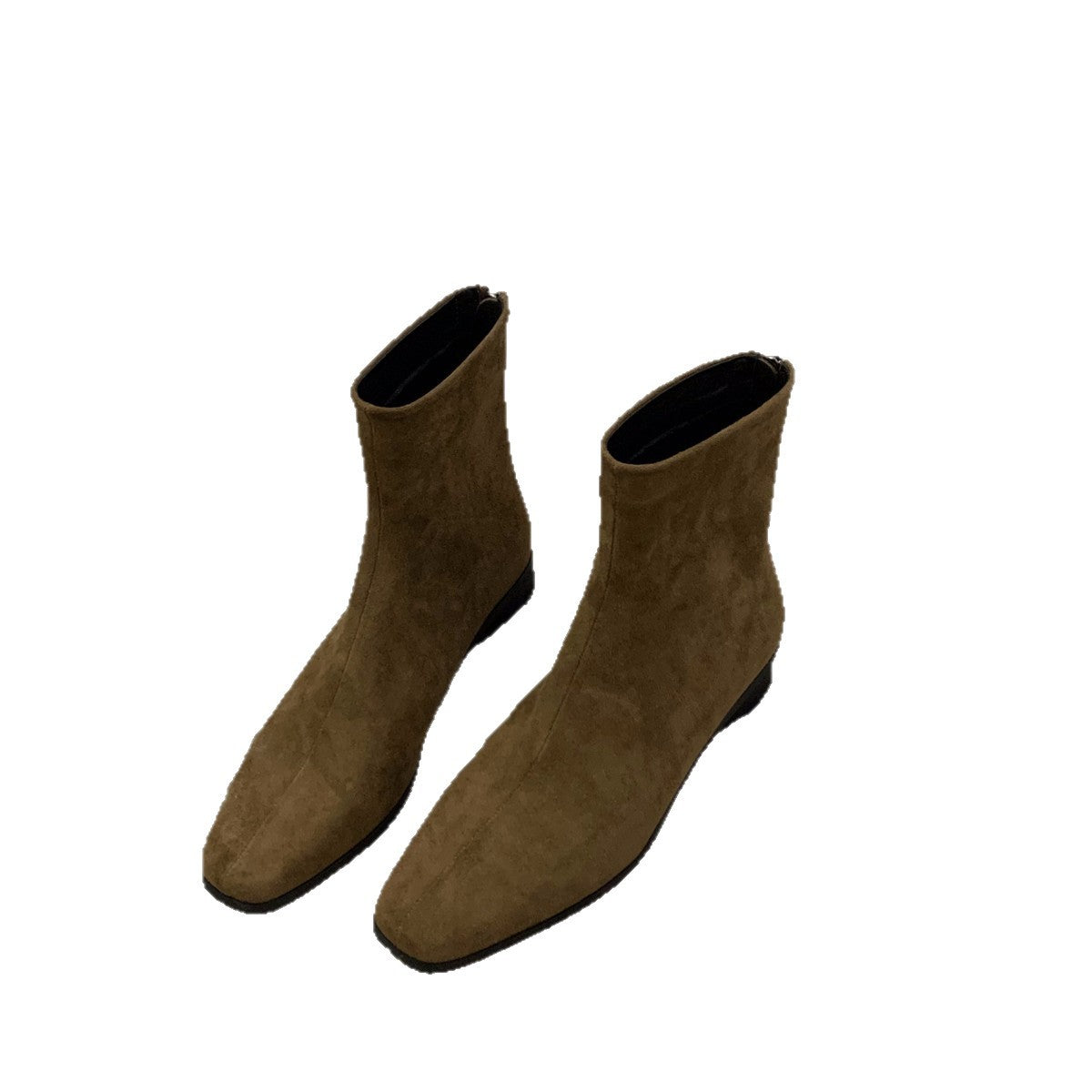 Women's Slimming Square Toe Suede Thick Ankle Thin Women's Leather Boots