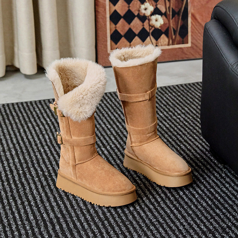 Women's Height Increasing Insole Two-way Thick Bottom Super Women's Snow Boots