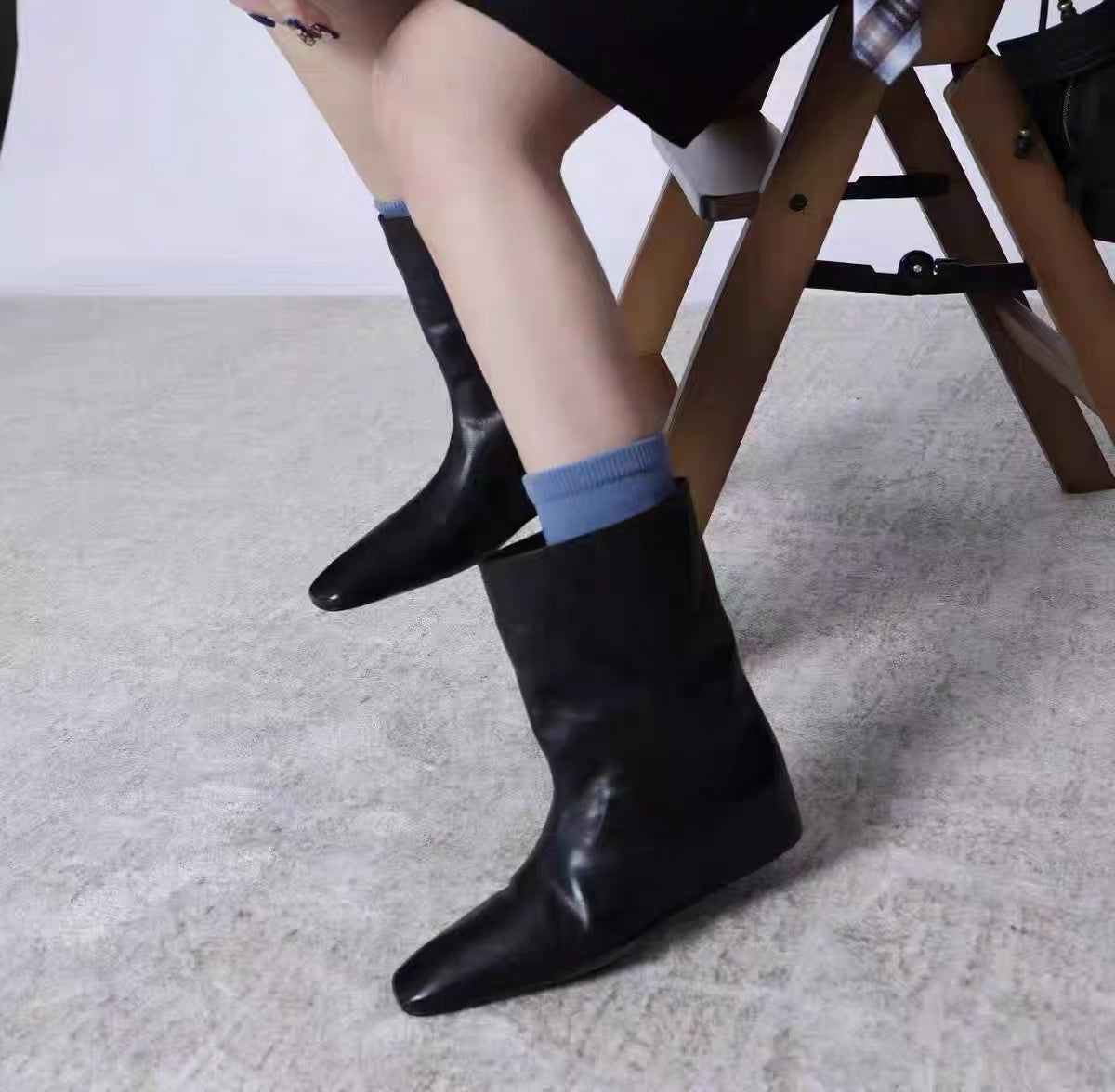 Women's Toe Height Increasing Insole Middle Short Women's Leather Boots