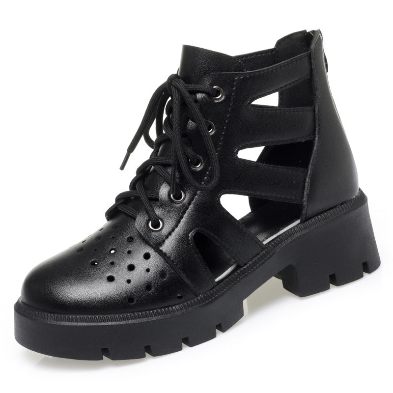 Women's Hollow Out Martin Thin Breathable Hole Thick Bottom Boots