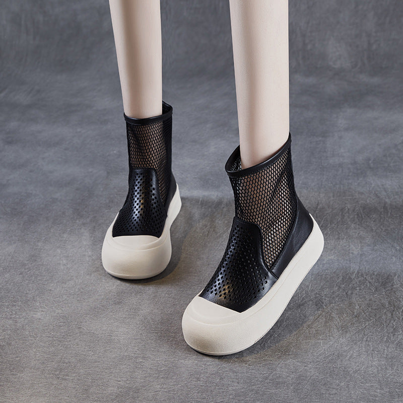 Women's Platform Thin Hollow Breathable Mesh Martin Boots