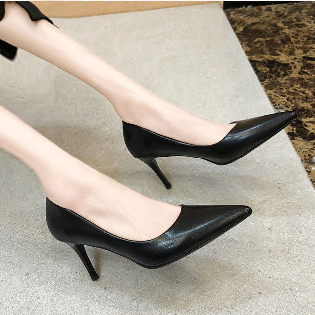 Women's Black High Stiletto Business Wear Low Women's Shoes