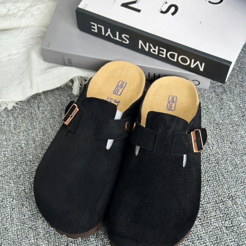 Women's Ma Liao Half Toe Box Soft Bottom Height Increasing Slip-on Men's Shoes