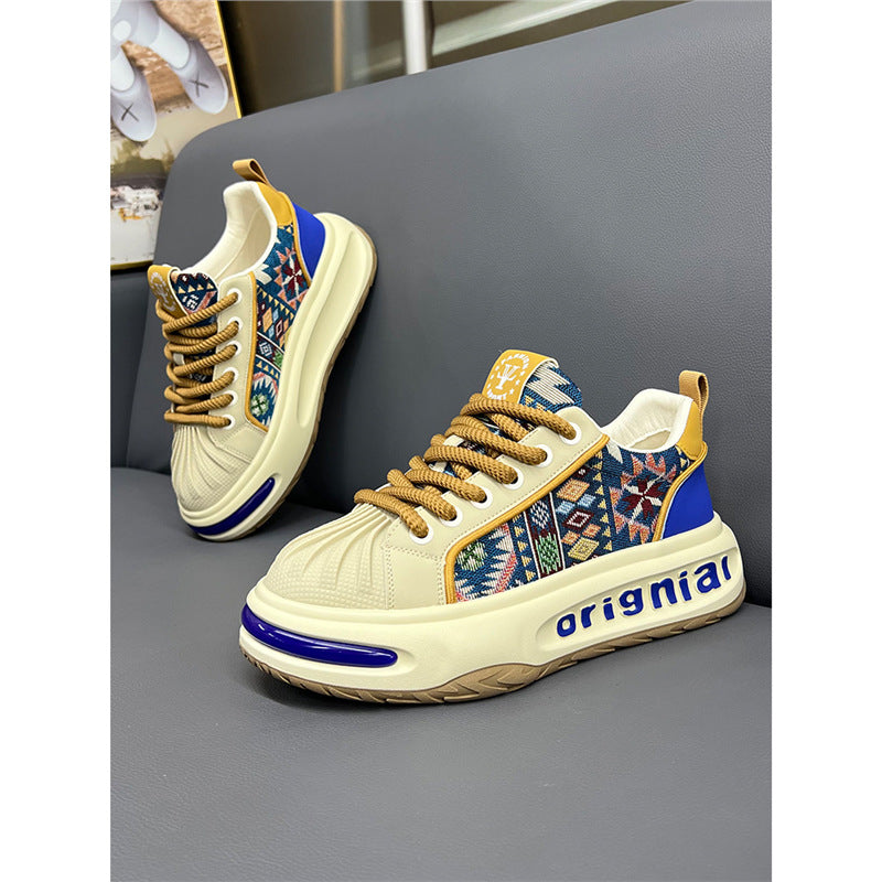 Men's Shell Toe Embroidered Daddy Trendy Spring Comfortable Men's Business Leather Shoes