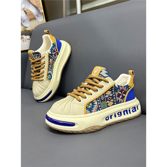 Men's Shell Toe Embroidered Daddy Trendy Spring Comfortable Men's Business Leather Shoes