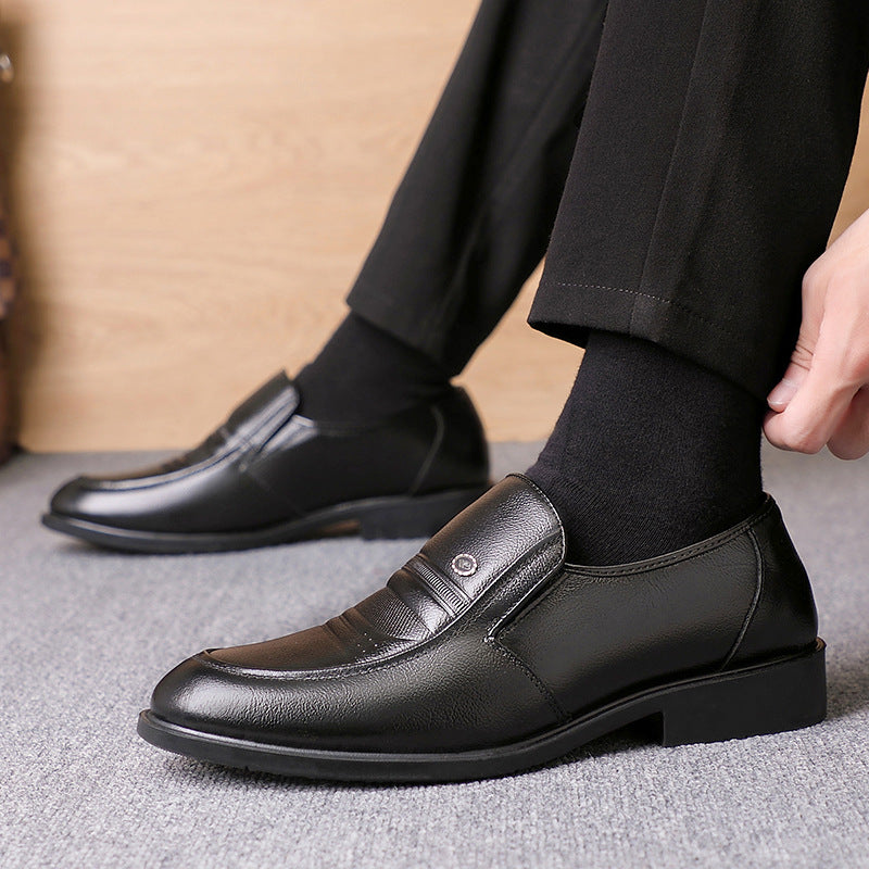Men's Spring Genuine Business Formal Wear Slip-on Leather Shoes