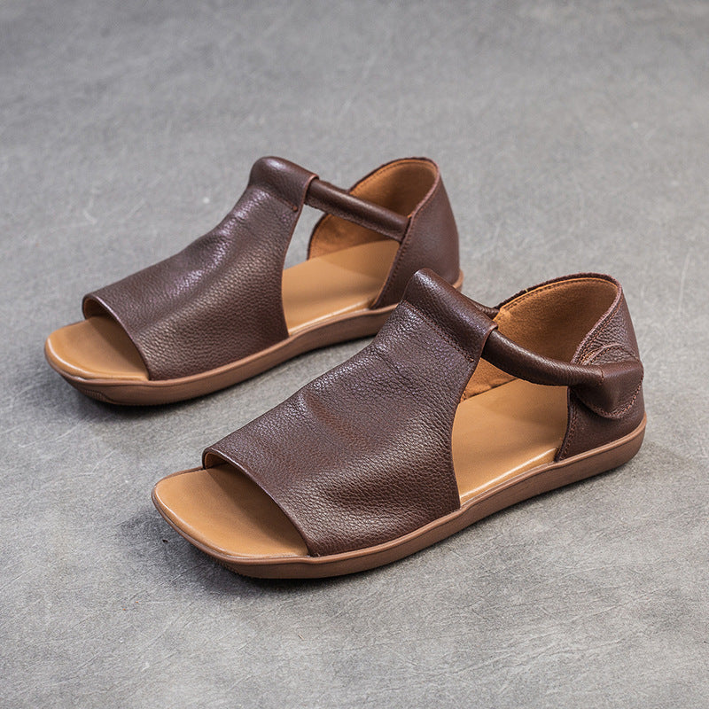 Women's Shu Summer Peep Toe Bottom Hollowed Soft Surface Top Layer Sandals