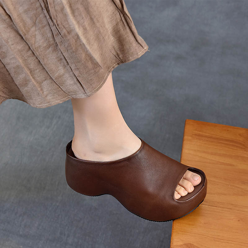 Thick-soled Peep Toe Outdoor Fashionable Bag Thick-soles Slippers